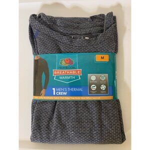 New Fruit of the Loom Tagless Breathable Men’s Sz M Thermal Crew‎ Shirt Gray